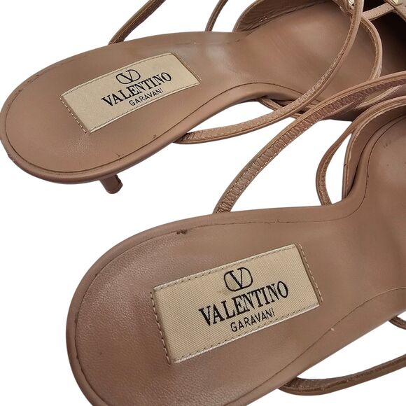 Valentino Garavani Rockstud Wispy Calfskin Mule Size 38.5 US 8.5 Nude Tan - Picture 7 of 10